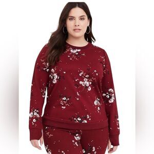 TORRID Red Floral Ponte Sweatshirt